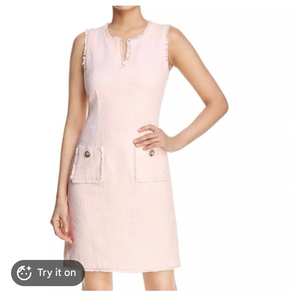 Karl Lagerfeld Paris - Sleeveless Tonal Tweed Pocket Sheath Dress- size 2